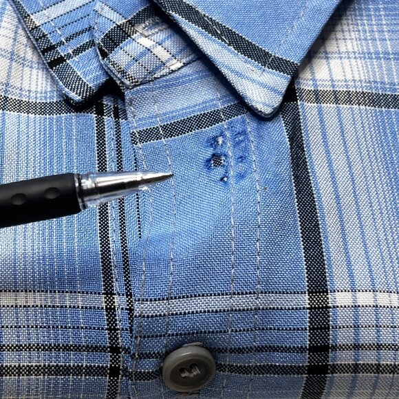 Men's Cal Top 2XLT Short Sleeve Plaid Checker Button Up Polyester Shirt Western - Picture 10 of 16